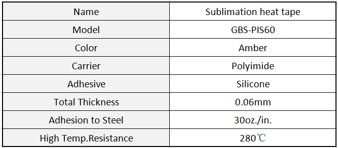sublimation heat tape details